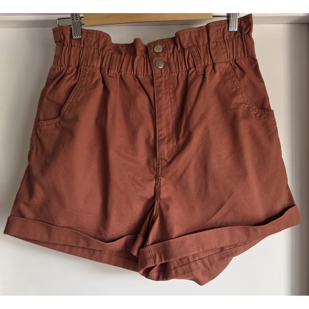 H&M Rust Paperbag Waist Cotton Shorts